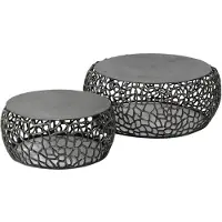 Hoyz salontafel maze /grijs metaal set van 2 75x75x30