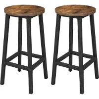 Acaza Barkruk - Per 2 - Barkrukken Set van 2 - Hoogte 65 cm - Vintage Bruin - Barstoel - Ronde Barkrukken