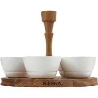 Boska Party Serving Tray - Serveerplank van Europees Eikenhout - 5 Porseleinenbakjes - Bruin
