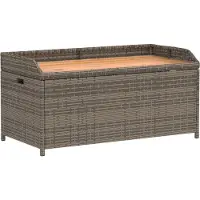 vidaXL Opbergbank 100x50x52 cm poly rattan en acaciahout grijs