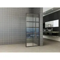 Wiesbaden Maaz inloopdouche met raster en handdoekhouder 900 x 2000 x 10 mm helder glas/mat zwart