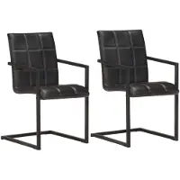vidaXL Eetkamerstoelen 2 st echt leer zwart