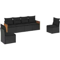 vidaXL 6-delige tuinmeubelset met kussens, zwart, polyrotan