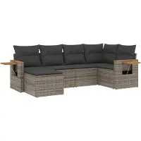 vidaXL 7-delige tuinmeubelset met kussens, zwart, polyrotan