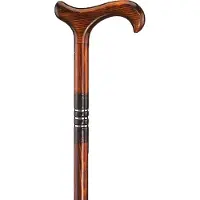 Gastrock Stöcke GmbH Wandelstok beukenhout – Drie ringen - Houten Wandelstok - Mahonie trio - Derby handvat - 94 cm lang - 290 gram - 16 mm dik - Voorzien van rubberen dop - Wandelstok voor ouderen