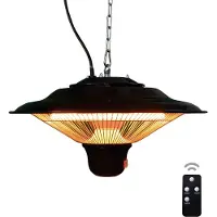 BRASQ Elektrische Terrasverwarmer Hangend PHC100 - Infrarood Heater 1500W - met Afstandsbediening - 3 warmtestanden - Voor binnen en buiten - Spatwaterdicht - Zwart