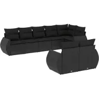 vidaXL 8-delige Loungeset met kussens poly rattan zwart