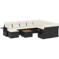 vidaXL 11-delige Loungeset met kussens poly rattan zwart
