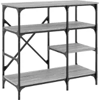 vidaXL Bakkersrek 90x40x84 cm bewerkt hout en metaal grijs sonoma
