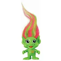 Comansi Groene fluortrol - Trollen figuurtje 6 cm - groen roze haar - - Speelfiguurtje