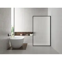 Wiesbaden Square inloopdouche 1200 x 2000 x 8 mm nano geribbeld helder glas/mat zwart