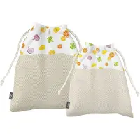 Bee's Wax - Eco Friendly Vershoudzak Groot Set van 2 Stuks Fruit &amp, Vegetable - Biologisch Katoen - Multicolor