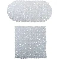 MSV Douche/bad anti-slip matten set badkamer - pvc - 2x stuks - transparant - 2 formaten - Badmatjes
