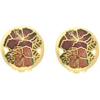 Behave - Oorclips dames - bloemmotief - rood - 1,5 cm - vintage