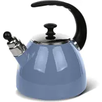Altom Design Balbina exclusieve fluitketel emaille blauw / paars 2.5 Liter - geschikt voor alle warmtebronnen ook inductie - Retro Limited edition
