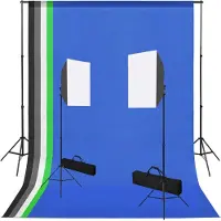 vidaXL Fotostudioset met softboxlampen en achtergronden