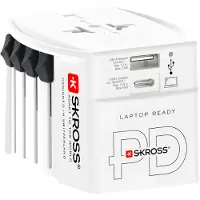 Skross Adaptateur de voyage 150 Pays avec sortie USB et Sortie Type C 65 W Blanc