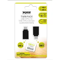Port Designs Pack 2 Adaptateurs USB Type C vers USB Type A Port Noir