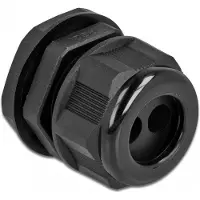 DeLOCK Cable Gland PG21 for round cable with two cable entries black 2 pieces