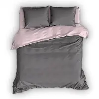 Romanette Dekbedovertrek Comtesse Antraciet Roze Flanel-240 x 200 / 220 cm | Lits-Jumeaux