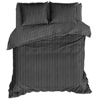 Satin d'or Dekbedovertrek Satijn Streep Antraciet Satijn-240 x 200 / 220 cm | Lits-Jumeaux