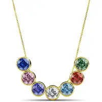 Yolora Dames Ketting - Set van 7 - 7 Gekleurde Kalpa Camaka Kristallen - 18K Geel Verguld (set van 7)