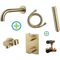 Wiesbaden badkraan inbouw set caral 01 geborsteld messing