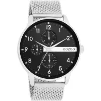 Oozoo Zilverkleurige horloge met zilverkleurige metalen mesh armband - C11301