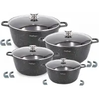 Cheffinger Pannenset - 8-delig - Zwart - Inductie - 20cm, 24cm, 28cm, 32cm