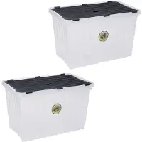 Bathroom Solutions 2x Stuks Opbergdozen/organizers met deksel - kunststof - 76 Liter - Opbergbox