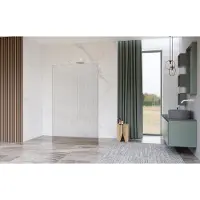 FortiFura Galeria Vrijstaande Inloopdouche - 100x200cm - Helder geribbeld - antikalk - 8mm veiligheidsglas - wandsteunen - Wit mat SW927768 2x/SW797955