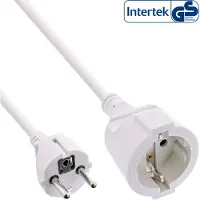 InLine CEE 7/7 (recht) - CEE 7/3 (recht) stroom verlengkabel | 3x 1,50mm | wit | 15 meter