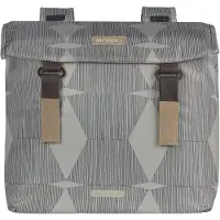 Basil elegance dubbele fietstas, chateau taupe, gerecycled pet, universal bridge, 40-49l