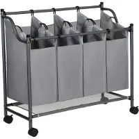 Hoppa! Songmics Stoffen Wassorteerder - Grijs - Stof - 87.5 X 38.5 X 81 Cm