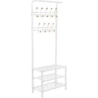 Songmics Hoppa! Kapstok Met Schoenenrek - Creme Wit - Metaal