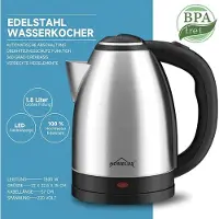 Homelux Waterkoker - RVS - 1,8 l - 1500 W - Elektrische ketel met filter - Draadloze waterketel - BPA-vrij - Automatische uitschakeling - Zilver