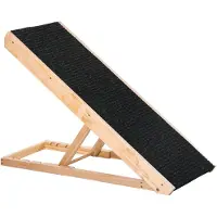 PawHut Hondenloopplank hondenladder verstelbare hondenhelling grenenhout zwart + natuurlijk hout D06-102