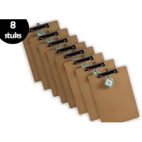 Merkloos 8x Klemborden - Klemborden A4 - Klemborden hout A4 31 x 22 x 1.5 cm