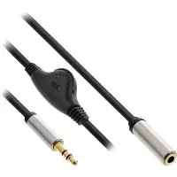 InLine Slim Audio Cable 3.5mm M to F, with volume control 0.25m