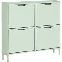 SoBuy Schoenenkast FSR100-GR - 4 Klaplades - 100 x 19 x 90 cm - Groen