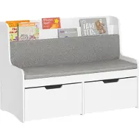 SoBuy Kinderopbergbank met boekenkast - 2 Lades - Max. 120 kg - 100 x 45 x 70 cm - Wit / Grijs