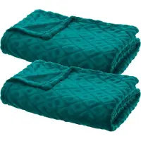 Atmosphera Plaid/bankdeken Monnet - 2x - mediteraan blauw - 180 x 230 cm - polyester fleece - ruitmotief - bedsprei