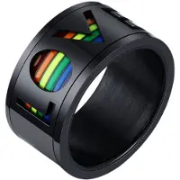 Despora Anxiety Ring - (Love) - Stress Ring - Fidget Ring - Draaibare Ring - Angst Ring - Spinner Ring - Zwartkleurig RVS - (17.00 mm / maat 53)