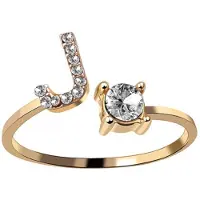 Despora Ring Met Letter - Ring Met Steen - Letter Ring - Ring Letter - Initial Ring - (Zilver 925) Gold-Plated Letter J - Cadeautje voor haar