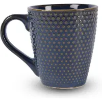 Discountershop Stijlvolle Aardewerken Koffiebeker - 200ml Capaciteit - Blauw - Keramisch - Ø7.5cm Bovenkant - Ø5.5cm Onderkant - 9cm Hoogte