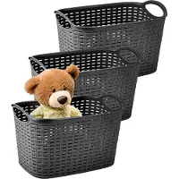 PlasticForte opbergmandje/kastmandje - 3x - 6,4 liter - zwart - kunststof - 19 x 29 x 18 cm
