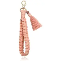 Deja Jewels Macramé Gevlochten Sleutelhanger - Roze