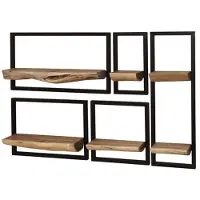 Hoyz wandschap set edge massief acacia naturel set van 5