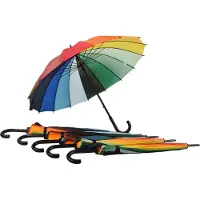 Discountershop Paraplu 6 stuks - Set van 6 Windproof Regenboog Paraplu voor Volwassenen | Krom Haak Handvat | 98cm Diameter | LGBTQ Paraplu - Multi kleur - Sterke & Stevig