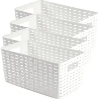 PlasticForte Opbergmand - 4x - Kastmand - rotan kunststof - wit - 5 Liter - 15 x 28 x 13 cm